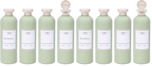 ASEVAT 13.5oz 4Pcs Green Plastic Refillable Travel Shampoo and Conditioner Bottles Plastic Refillable Travel Shampoo Bottles with Flip Cap Shampoo and Conditioner Dispenser (Pack of 2) - color: Green, size: 13.5oz (Pack of 2)