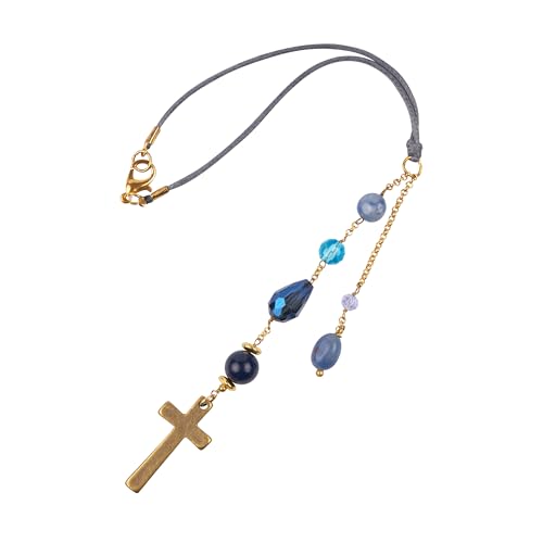 Elegant Cross for Car Mirror - Sun Catcher Rearview Mirror Charm, Transforms Sunlight and Diffuses Colors and Energy Throughout The Car - Blue Crystals - color: Blue Crystals