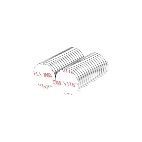 N52 Magnet -15x2mm - 32 Pack, Super Strong Self Adhesive Neodymium Disc Magnets, Powerful Round Rare Earth Magnets with 3M 4920 Very-High-Bond Double Side Adhesive Backing - style: 15 x 2mm - 3M Adhesive