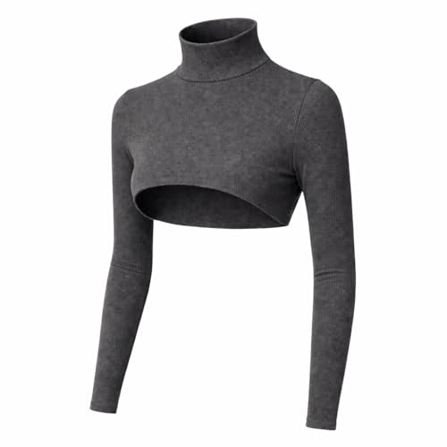 AMAL Modest Arm Sleeves Bolero for Women – Long Sleeve Crop Shrug, Islamic Hijab Layering Top, Soft Stretch Cotton Cover Up - color: Dark Grey, size: Small