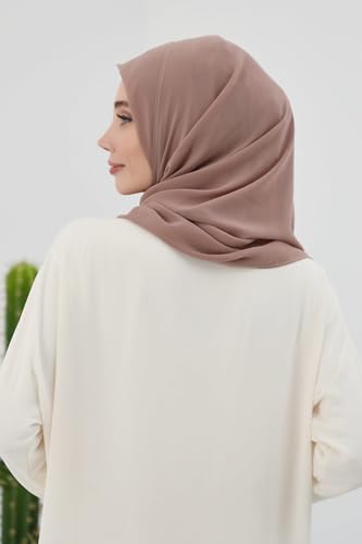 Aisha's Design Instant Chiffon Shawl for Women Modesty Turban Hijab Head Wrap Ready to Wear Women Headscarf - color: Dark Mink