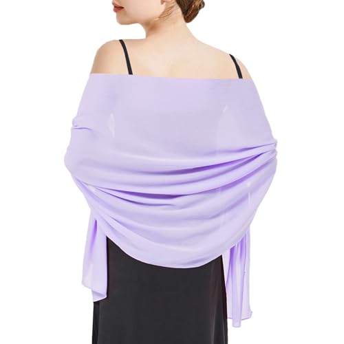Chiffon Shawls and Wraps - Lightweight Scarve for Women Evening Dresses Wedding Bridal Formal Party - color: H-lilac