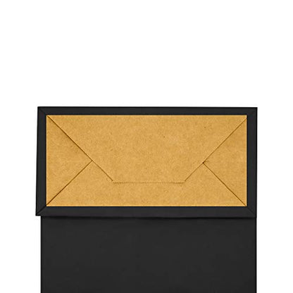 bagmad 100 Pack Medium 8x4.75x10 Inch Black Kraft Paper Bags with Handles Bulk, Gift Bags, Craft Grocery Shopping Retail Party Favors Wedding Business Sacks (Black, 100pcs) - color: Black
