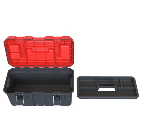 Tools Box, Deep Lockable Toolbox, 18.7 * 9.9 * 9.3" Durable Tool Boxes Storage, with Removable Inner Tray