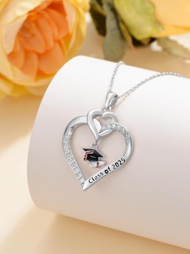 Graduation Gifts for Women 925 Sterling Silver Compass/Graduation/Vet/Cross/Stethoscope Necklace for Women - color: Graduation-2025-1