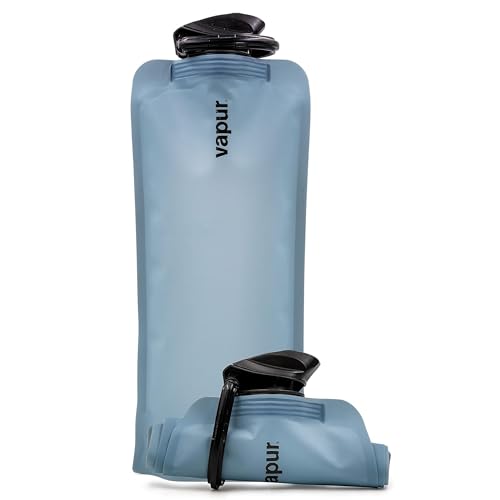 Vapur Collapsible Water Bottle with Carabiner - 34oz (1L), Blue Steel - Flexible and Lightweight Water Bottle for Travel, Concert, Hiking, and Outdoor Adventures - BPA-Free, Dishwasher-Safe, Freezable - color: Blue Steel