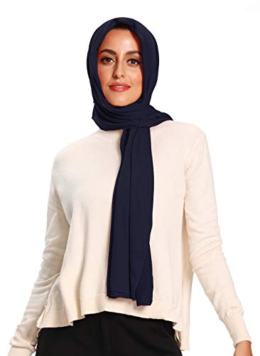 Jersey Hijab Scarfs for Women Head Scarf Muslim Head Wraps - color: Navy Blue