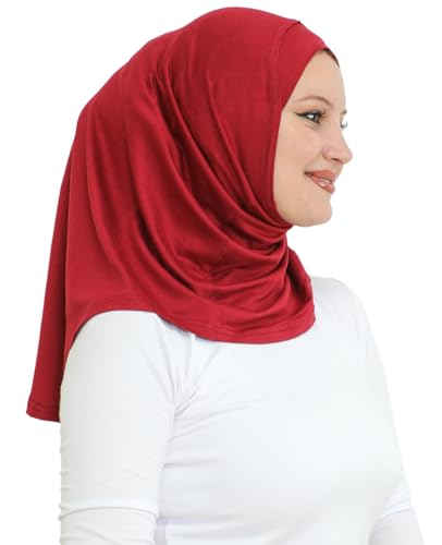 Prien Sport Instant Hijab For Women, Muslim Cotton Turban, Soft Head Scarf, Ready To Wear Hijabs Prayer Clothes, Islamic Wear - color: Burgundy