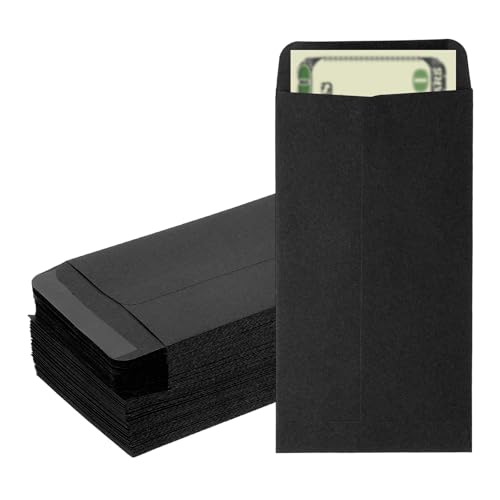 PATIKIL Money Envelope, 100 Pack 6.5" x 3.5" Cash Envelopes Money Holder Bags Budgeting Saving Challenge Letter for Gift Coins Checks Tickets Jewelry Passport Card, Black - color: Black, size: 6.5" x 3.5"
