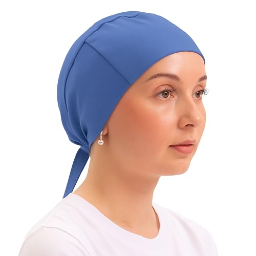 FabNest Women Hijab Undercap Islamic Muslim Under Scarf Hats Bonnet with Tie Back Non-Slip Breathable and Snug-Fit - color: Denim Blue (1 Pcs)