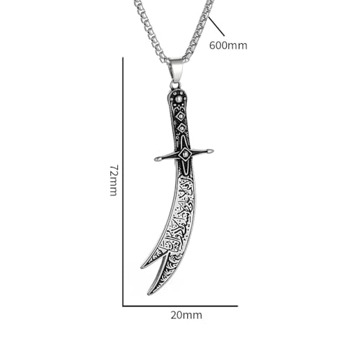 chunky necklace，Islamic Imam Ali Zulfiqar Sword Pendant Necklace for Men and Women Quran Necklace Shia Islamic Muslim Jewelry