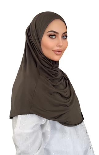 One pieces hijab, Amira hijab, Instant Hijab Scarf For Women, Practical Amira Jersey Hijab, Women Muslim Instant Hijab - color: N11 Khaki