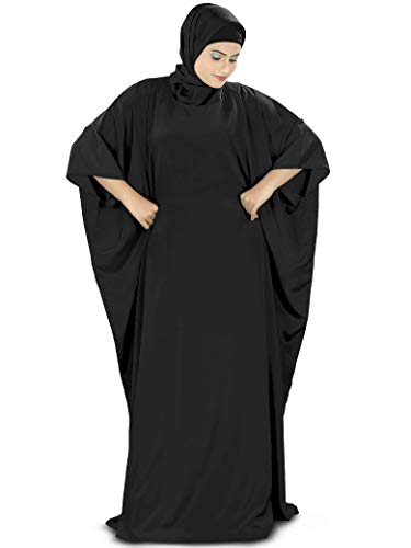MyBatua Women's Kaftan, Free Size Abaya, Dubai Islamic Dress, Muslim Maxi KF-001 - color: Black