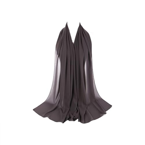 Premium Chiffon Hijab Head Scarf Shawl Wrap for Muslim Women Lightweight - color: Dark Gray
