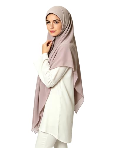 Lina & Lily Premium Chiffon Hijab Head Scarf Shawl Wrap for Muslim Women Square 58'' x 58'' - color: Nude