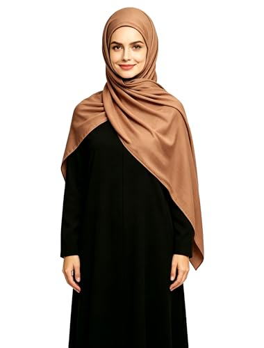 Lina & Lily Non-see-through Premium Jersey Maxi Hijab Head Scarf Wrap for Muslim Women - color: Camel