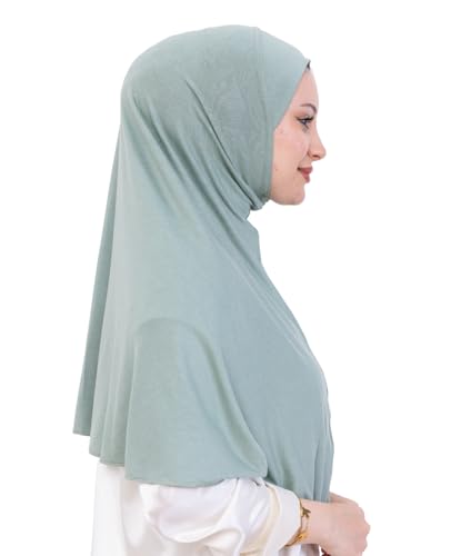 Prien Ready Hijab For Women, One Piece Muslim Instant Turban, Easy To Wear Long Head Scarf, Turkish Islamic Clothes For Abaya - color: Light Green