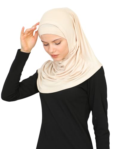 Prien Chic Ready To Wear Hijab For Women, Muslim Long Turban Undercap Set, Instant Scarf, Prayer Clothes For Girls, Abaya - color: Beige