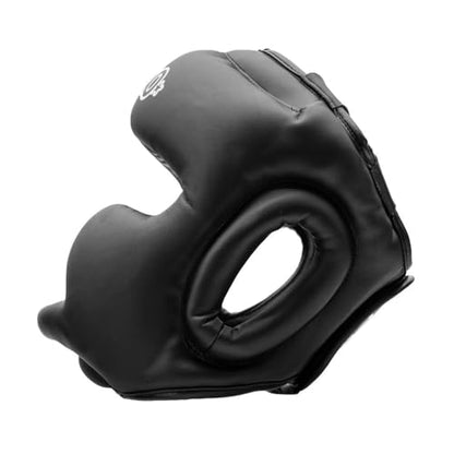 YOKKAO Premium Head Guard | Handmade Genuine Leather Headgear | Ideal for Muay Thai, Boxing, Kickboxing Sparring, Hard Training & Professional Competitions - color: Black Training, size: Large