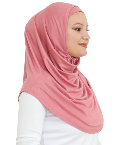 Prien Chic Ready To Wear Hijab For Women, Muslim Long Turban Undercap Set, Instant Scarf, Prayer Clothes For Girls, Abaya - color: Dusty Rose