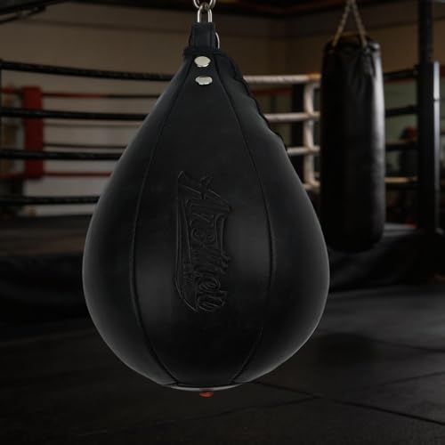 Boxing Speed Ball for Boxing Training, Hanging Punching Pear Bag, Reflex Reaction Exercise Equipment, MMA Striking Practice Tool, Home Gym Cardio Workout Gear, Microfiber Leather Speed - size: black