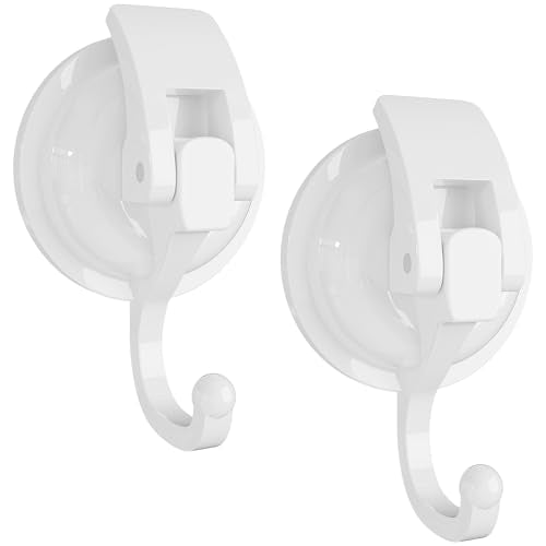 Heavy Duty Vacuum Suction Cup Hooks, White Plated Polished Super Suction for Kitchen Bathroom, 2 Pack - color: White