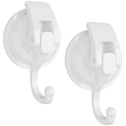 Heavy Duty Vacuum Suction Cup Hooks, White Plated Polished Super Suction for Kitchen Bathroom, 2 Pack - color: White