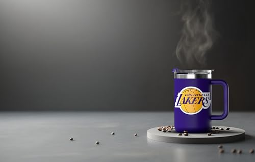 Hydrapeak NBA Officially Licensed All-Team Sticker Print 18oz Insulated Coffee & Tea Mug with Flip Sip Lid & Handle, Stainless Steel Travel Mug for Hot & Cold Drinks - color: NBA Current, size: 18 Ounces