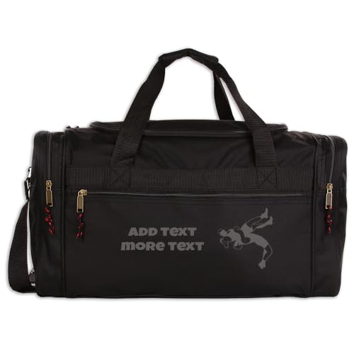 Personalized Sport Deluxe Duffel Bag With Custom Name & Text - Wrestling - color: Black, style: Wrestling 21 Inch