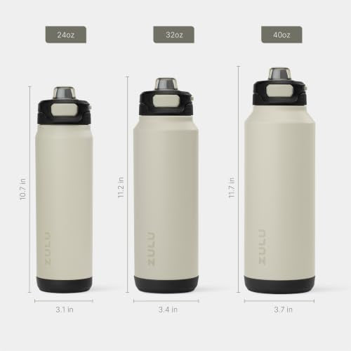 ZULU Powerfill Pro 32oz Stainless Steel Water Bottle with Quick Fill Lid, Triple Walled Vacuum Insulated Metal, Leak Proof Locking Lid, Sip and Chug, Reusable BPA Free, Ash - color: Ash, style: 32oz