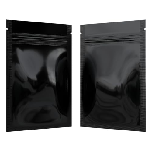 Mylar Style Barrier Bags – Zipper w/Heat Seal – 100 Bags (Gloss Black/Gloss Black, 1 Gram - 3?x4.5?) - color: Gloss Black / Gloss Black, size: 3x4.5 Inch (Pack of 100)