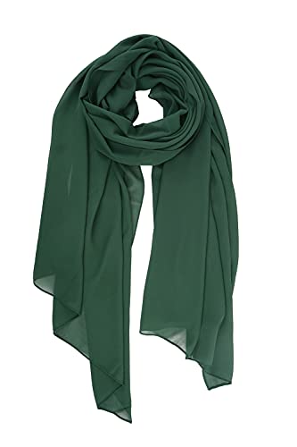 YOUR SMILE for Women Lightweight Breathable Solid Color Soft Chiffon Long Fashion Scarves Sun-proof Shawls Wrap - color: Blackish Green
