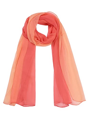 uxcell Women'sChiffon Sheer Long Scarf Silky Gradient Party - color: Red Orange