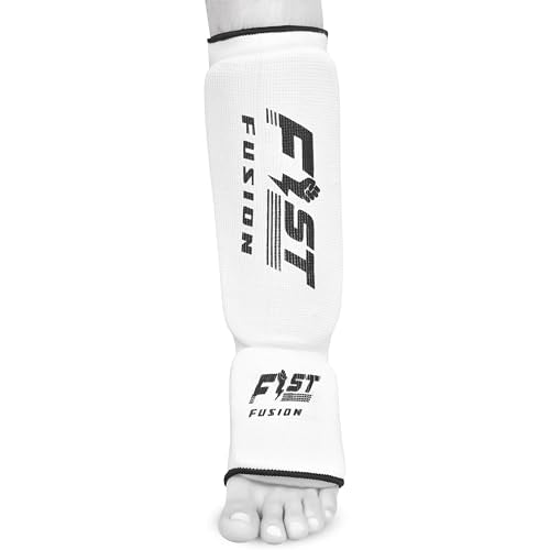 Muay Thai Shin in Step, Kickboxing MMA Boxing Training Elasticated Breathable Leg Foot Guard Socks Pair - color: White, size: X-Small