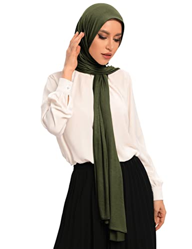 Txmout Premium Jersey Hijabs for Women - Cotton Muslim Scarfs - color: Olive