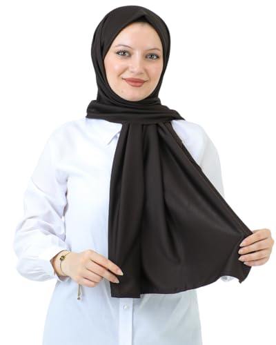 Prien Hijab For Women Muslim Lightweight Scarf Head Scarves For Girls Islamic Long Headscarf Chiffon Shawl Prayer Set Ramadan - color: Brown