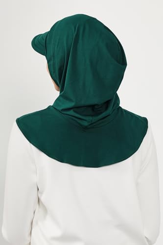 Aisha's Design Full Coverage Cotton Bonnet Hijab with Visor Modest Underscarf Bonnet - color: Green