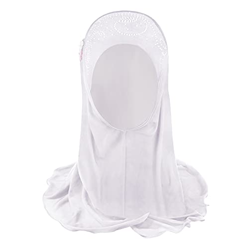 Clobeau Muslim Girls Hijab Scarfs Head Wrap Scarf for Girls Age 2-4 - color: White