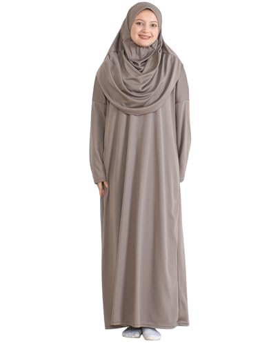 Prien Muslim Dress For Women With Hijab, Abaya, Instant Prayer Clothes Set, Islamic Wear, Dubai Kaftan Jilbab Burqa - color: Light Mink, size: 3X-Large-6X-Large