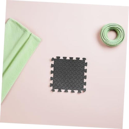 16pcs Grey Leaf Pattern Eva Foam Gym Mat Tiles with Black Edging – Interlocking Shock-Absorbing Thickened Floor Puzzle Mat for Home Workout and Play Areas