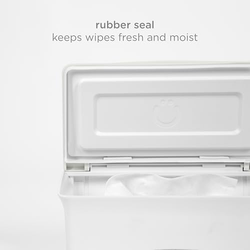 Ubbi Baby Wipes Dispenser with Weighted Plate, Oat | Rubber Seal Keeps Wipes Fresh, Non-Skid Feet, Holds Standard Pack of Wipes, Baby Changing Station Essential - color: Oat Wipes Dispenser, size: 1 Count (Pack of 1)