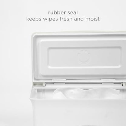 Ubbi Baby Wipes Dispenser with Weighted Plate, Oat | Rubber Seal Keeps Wipes Fresh, Non-Skid Feet, Holds Standard Pack of Wipes, Baby Changing Station Essential - color: Oat Wipes Dispenser, size: 1 Count (Pack of 1)