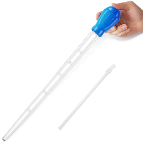 27.7IN Extra Long Turkey Baster for Aquarium, Blue, 50ml | Plastic Turkey Baster Long Syringe, Waste Remover for Aquarium Vacuum, Siphon for Fish Tank, Fish Waste Collector