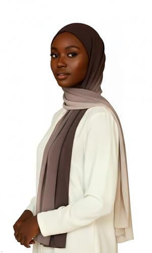 Hijab Modest and Elegant | Beautifully Designed Printed Chiffon Patterns | Muslim Women Head Scarf and Veil - color: Grey
