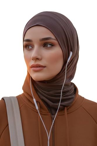 Aisha's Design Practical Cotton Bonnet with Built-In Neck Cover and Ear Access - color: Chocolate