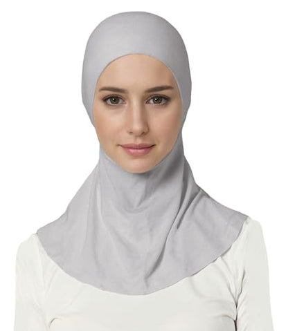 Lina & Lily Jersey Tie Back Hijab Underscarf with Neck Cover Full Coverage for Muslim Women - color: Light Gray