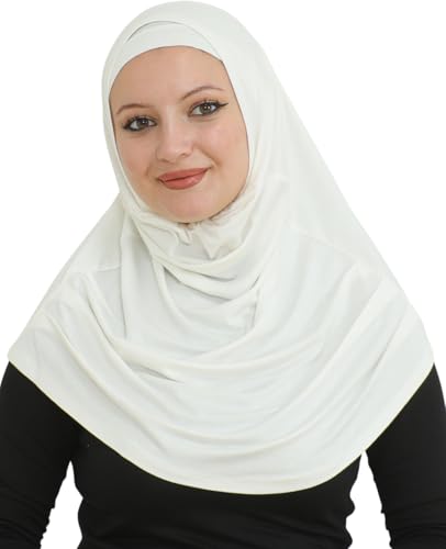Prien Chic Ready To Wear Hijab For Women, Muslim Long Turban Undercap Set, Instant Scarf, Prayer Clothes For Girls, Abaya - color: Cream