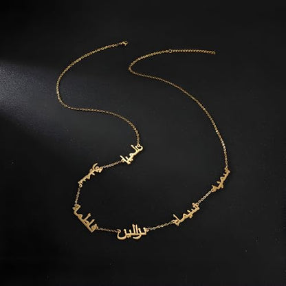 LUSSO Customized 14K Gold Filled Name Plate Necklaces For Women And Men - Customized Necklace Arabic Nameplate Pendant Ethnic, Personalized Name Necklace - color: 5 - Double Plated Name Necklace