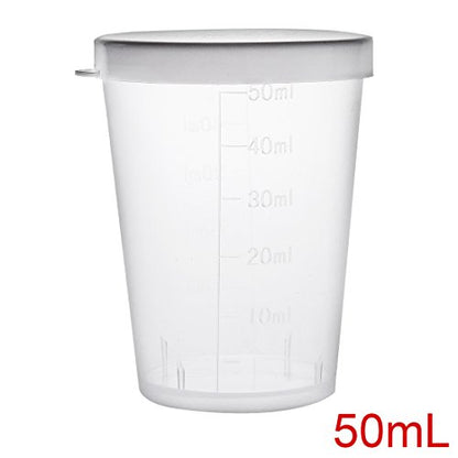 uxcell Measuring Cup 50ml Plastic Graduated Beaker Transparent with Lid for Lab Kitchen liquids 12pcs