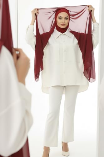 Instant Chiffon Hijab, Ready to wear hijab, modal wrap, Abaya, modern Instant Scarf, Soft breathable scarf - color: S13 Burgundy
